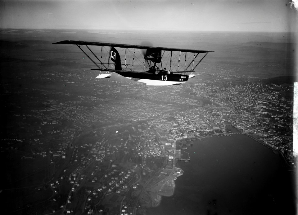 ETH-BIB-Wasserflugzeug CH 15 über Zürich aus 2000 m-Inlandflüge-LBS MH01-001477