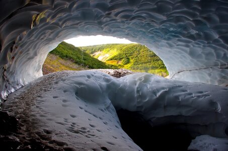 The foot of the volcano sneznik snow cave