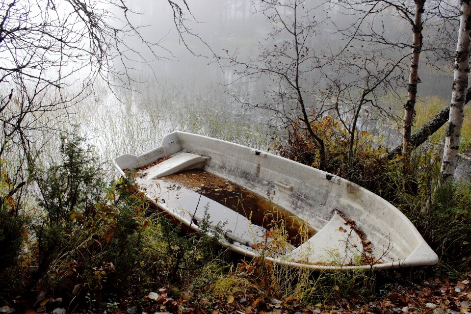 Fog beach boat