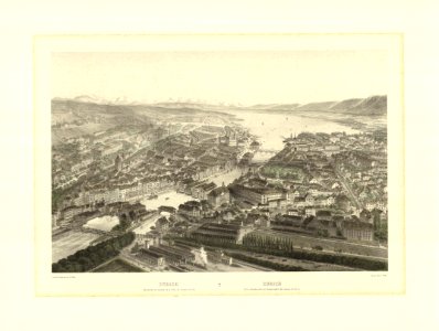 ETH-BIB-Zurich. Vue prise au dessus de la Gare du chemin de fer - Zurich. Vista tomada sobre el Embarcadero del camino de hierro.-Ans 03713-FL
