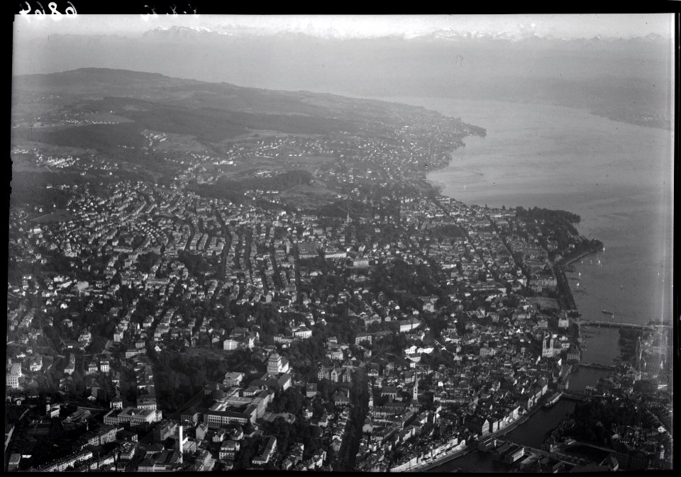 ETH-BIB-Zürich mit See, Hochschulen, Altstadt-Inlandflüge-LBS MH01-006864