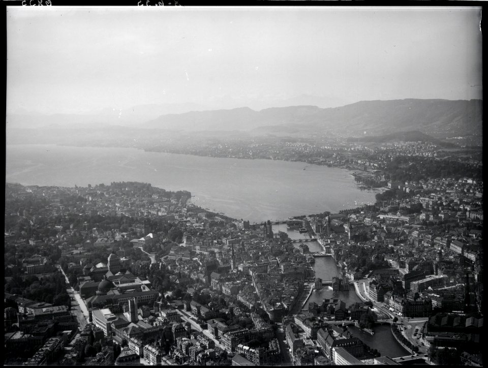 ETH-BIB-Zürich mit See, Hochschulen, Albiskette-Inlandflüge-LBS MH01-006855