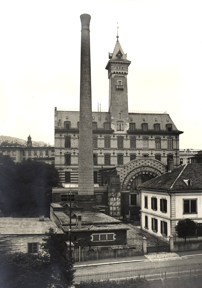 ETH-BIB-Zürich, ETH Zürich, altes Maschinenlaboratorium, Fassade West-Ans 01196