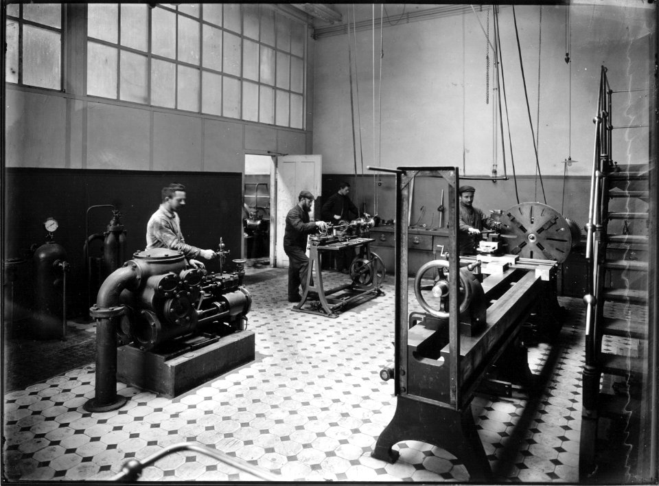 ETH-BIB-Zürich, ETH Zürich, Altes Maschinenlaboratorium, Maschinenraum, Worthingtonpumpe und Werkzeugmaschinen-Ans 01349