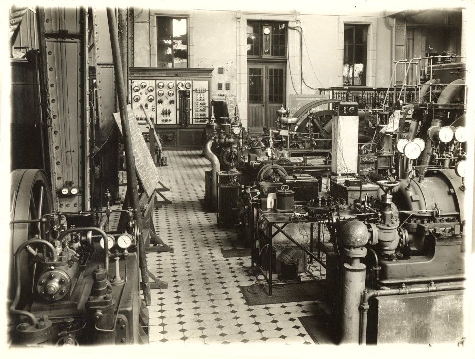 ETH-BIB-Zürich, ETH Zürich, Altes Maschinenlaboratorium, Maschinensaal, hydraulische Abteilung-Ans 01451