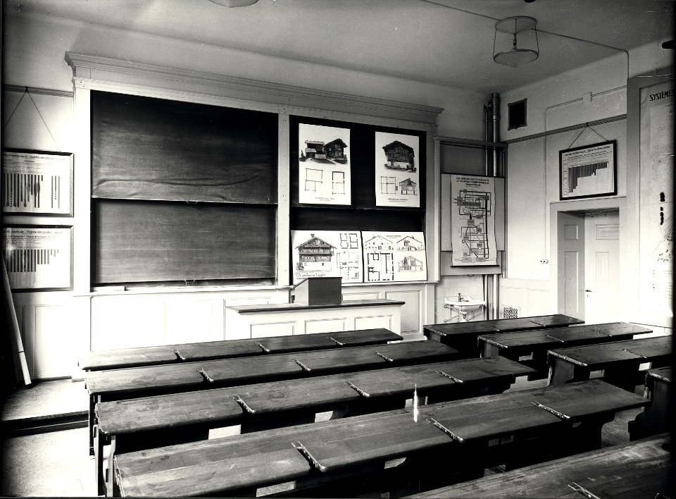 ETH-BIB-Zürich, ETH Zürich, Land- und Forstwirtschaftliches Institut, Westbau (LFW), Hörsaal von Johannes Moos, Professor für Landwirtschaft-Ans 01221