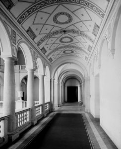 ETH-BIB-Zürich, ETH Zürich, Hauptgebäude (HG), Haupthalle, Arkadengalerie, Stockwerk F-Dia 189-006