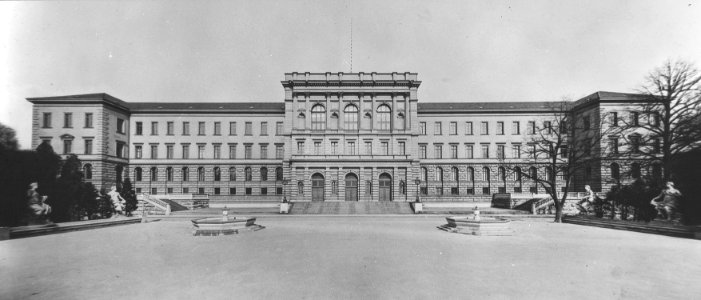 ETH-BIB-Zürich, ETH Zürich, Hauptgebäude (HG), Westfassade mit Polyterrasse-Dia 188-006