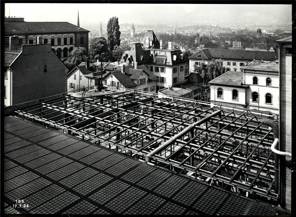 ETH-BIB-Zürich, ETH Zürich, Maschinenlaboratorium (ML), Dach während Umbau-Ans 02968