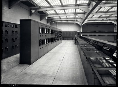 ETH-BIB-Zürich, ETH Zürich, Maschinenlaboratorium (ML). Maschinenhalle, Schaltwarte-Ans 02977