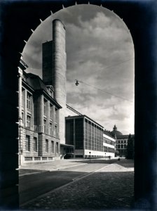ETH-BIB-Zürich, ETH Zürich, Maschinenlaboratorium (ML), Fernheizkraftwerk (FHK), Hochkamin mit Kesselhaus und Textilmaschinenlaboratorium-Ans 01394