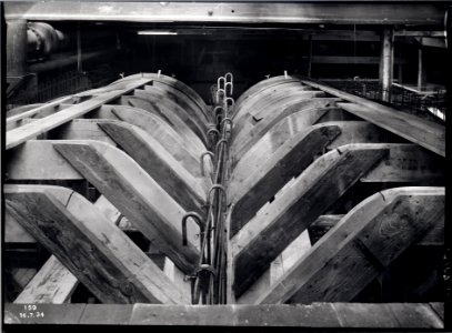 ETH-BIB-Zürich, ETH Zürich, Maschinenlaboratorium (ML), Institut für Aerodynamik, Schalung für Windkanal, Detail der Holzbalken-Ans 01418