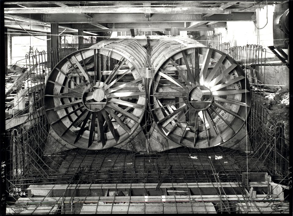 ETH-BIB-Zürich, ETH Zürich, Maschinenlaboratorium (ML), Institut für Aerodynamik, Gebläse von Windkanal im Bau-Ans 01344