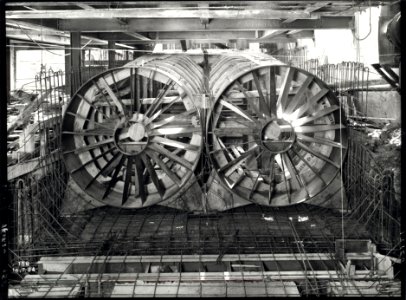 ETH-BIB-Zürich, ETH Zürich, Maschinenlaboratorium (ML), Institut für Aerodynamik, Gebläse von Windkanal im Bau-Ans 01344