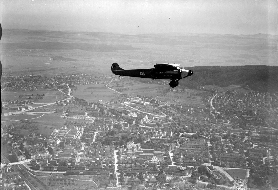 ETH-BIB-Zürich, Fokker IV über Zürich, Unterstrass-Inlandflüge-LBS MH01-006021