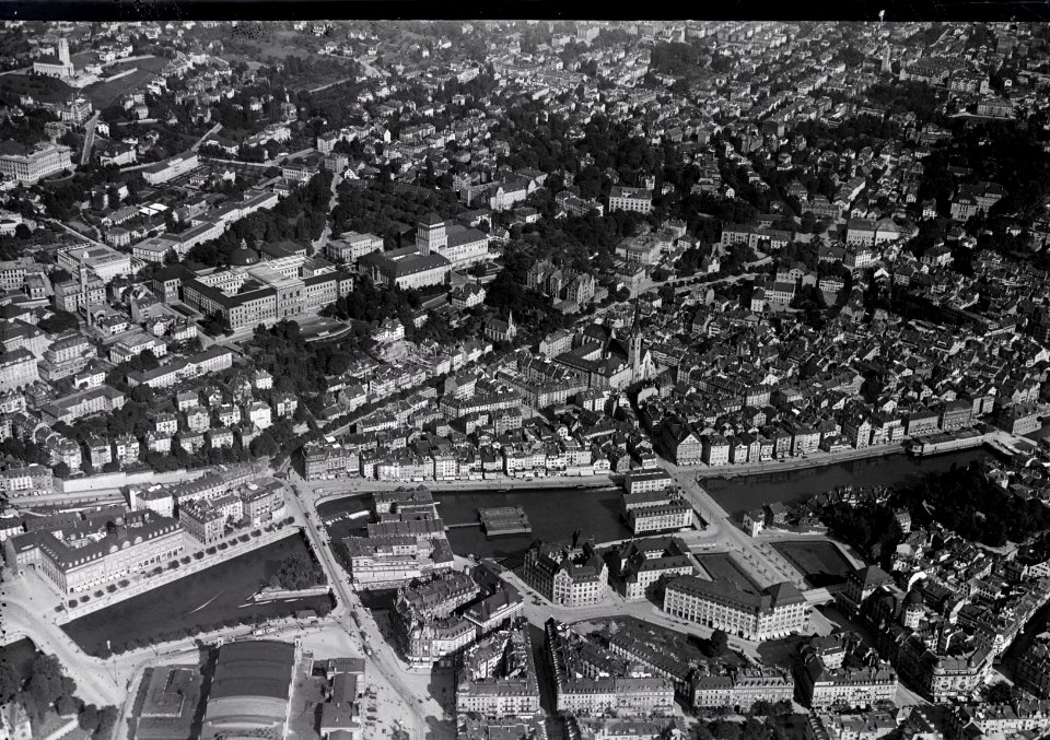 ETH-BIB-Zürich-Altstadt, Bahnhofbrücke, Central, Universität, ETH Zürich-Inlandflüge-LBS MH01-004788