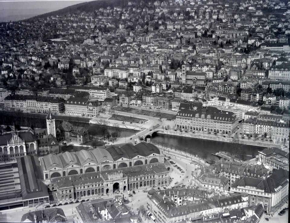ETH-BIB-Zürich, Hauptbahnhof, Neumühle-Quai, Walchequartier-Inlandflüge-LBS MH01-006726