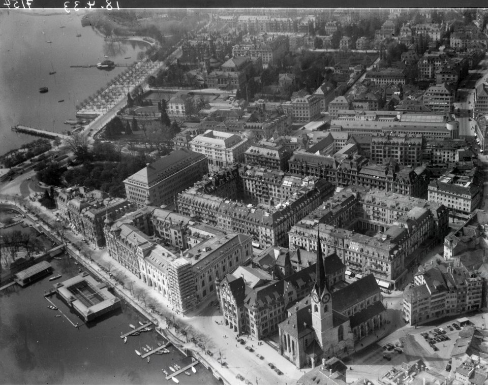 ETH-BIB-Zürich, Stadthaus, Stadthausquai, Tonhalle, Börse-Inlandflüge-LBS MH01-007154