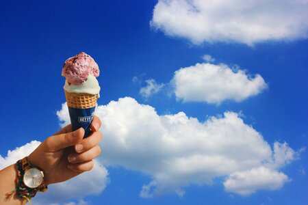 Ice cream cone ice cream waffle photo