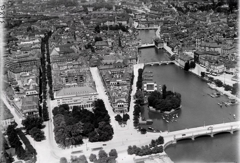 ETH-BIB-Zürich, Quaibrücke, Limmatquai, Bauschänzli-Inlandflüge-LBS MH01-003389