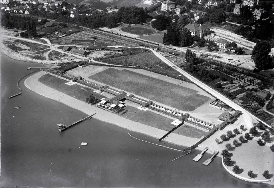 ETH-BIB-Zürich-Wollishofen, Strandbad-Mythenquai aus 200 m-Inlandflüge-LBS MH01-004608