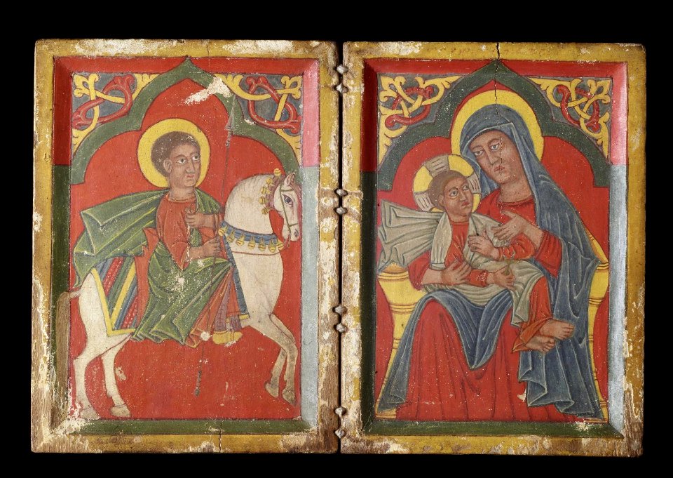 Ethiopian - Diptych Icon with Saint George, and Mary and the Infant Christ - Walters 3616