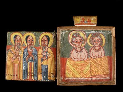 Ethiopian - Double-sided Diptych with Mary at Dabra Metmaq (Front); Saints (Back) - Walters 368 - Open B