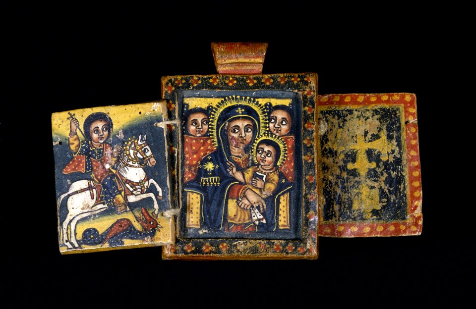 Ethiopian - Front of a Double-Sided Diptych with Mary and Her Son, and Saint George - Walters 365 - Side A