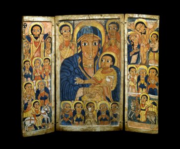 Ethiopian - Triptych Center Panel with Mary and Her Son and Christ Teaching the Apostles - Walters 367 - Open