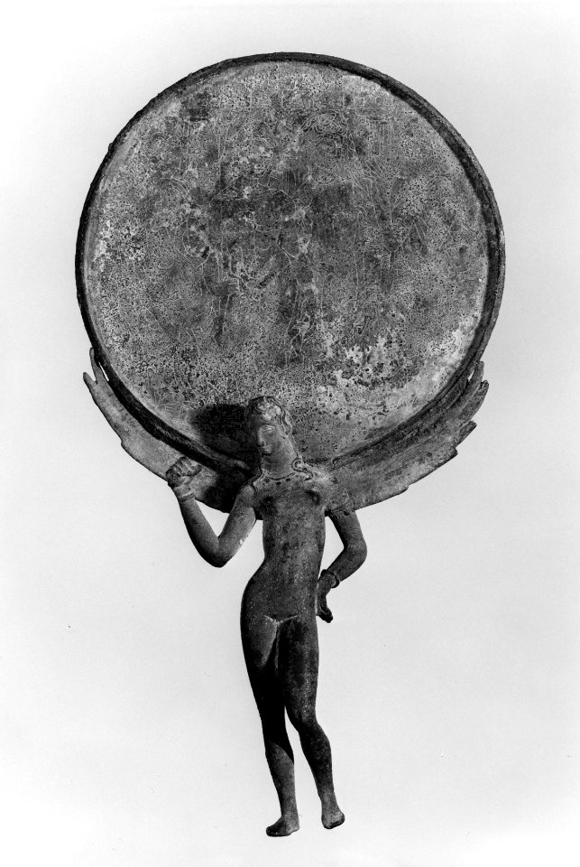 Etruscan - Mirror with Female Figure and Engraved Scene - Walters 54105 - Reverse