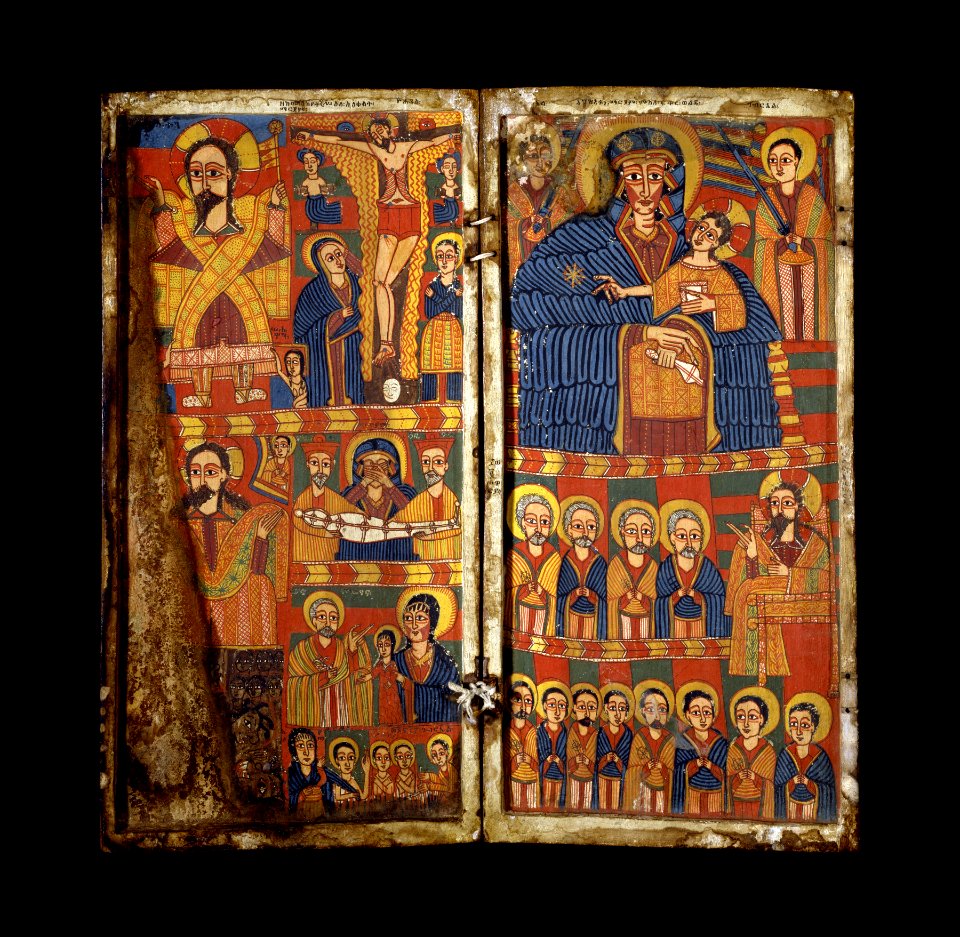 Ethiopian - Right Diptych Panel with Virgin and Child Flanked by Archangels - Walters 363 - Open