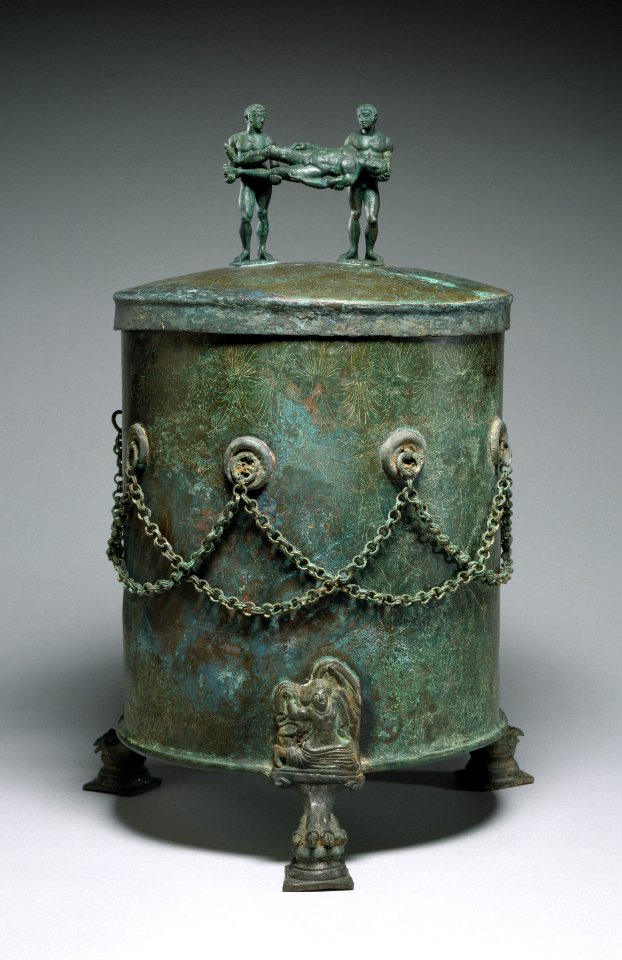 Etruscan - Cista Depicting a Dionysian Revel and Perseus with Medusa's Head - Walters 54136