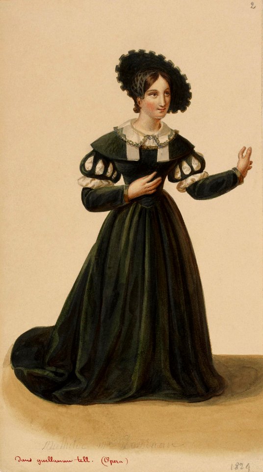 Eugène Du Faget - Costume designs for Guillaume Tell - 2. Laure Cinti-Damoreau as Mathilde