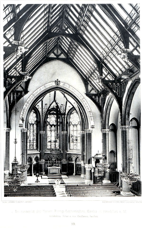 Evangelisch-Lutherische Kirch in Frankfurt, Architekten Neher u. von Kauffmann, Frankfurt, Innen, Tafel 10, Kick Jahrgang II