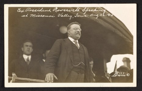 Ex President Roosevelt speaking at Missouri Valley, Iowa, Aug. 21, 1910 LCCN2013651265