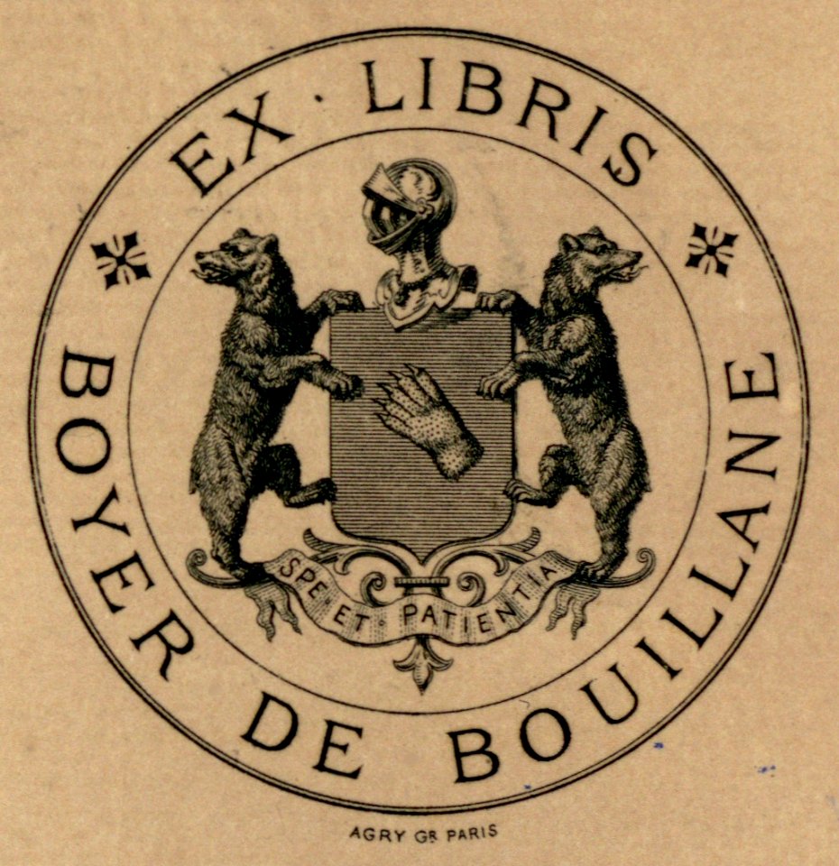 Ex-libris de Pierre Paul Henri Dominique Boyer de Bouillane (1848-1908)