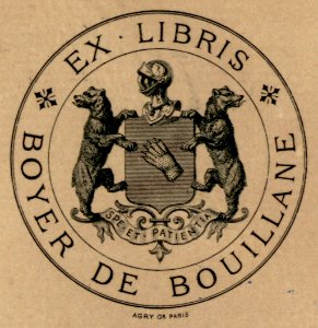 Ex-libris de Pierre Paul Henri Dominique Boyer de Bouillane (1848-1908) photo