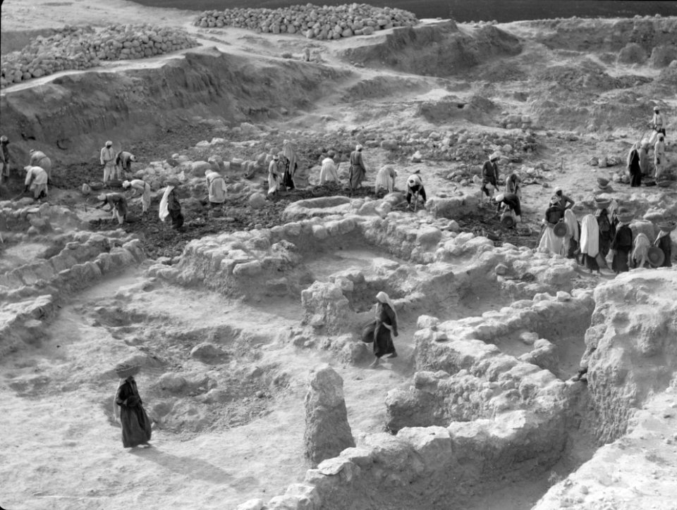 Excavations. Ain Shems (Beth Shemesh) on the Sharon Plain. Showing walls of store house and a grain bin LOC matpc.15683