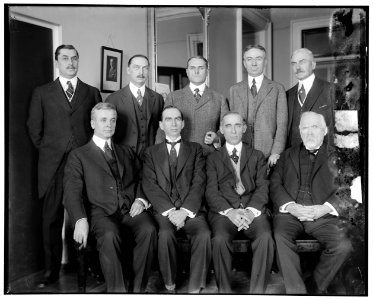 Excess Profits Advisory Board, 1st row, L to R- Hon. C. Hull, Daniel C. Roper, T.S. Adams; 2nd Row- E.T. Meredith, Wallace D. Simmimns, Stuart W. Crammer, J.E. Sterrett, S.R. Beetra LOC hec.13748