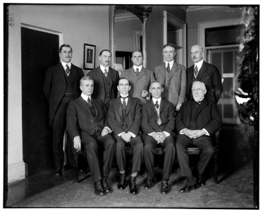Excess Profits Advisory Board, 1st row, L to R- Hon. C. Hull, Daniel C. Roper, T.S. Adams; 2nd Row- E.T. Meredith, Wallace D. Simmimns, Stuart W. Crammer, J.E. Sterrett, S.R. Beetra LOC hec.13752