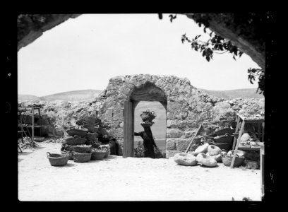 Excavations. Ain Shems (Beth Shemesh) on the Sharon Plain. Bringing in the 'shuk'f.' Pottery fragments to be scrubbed & classified LOC matpc.15688