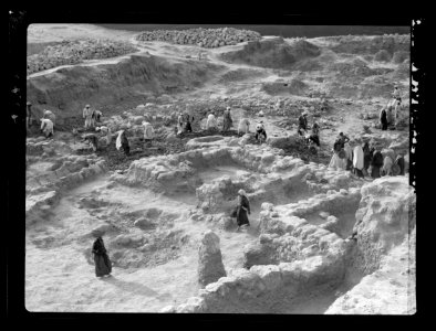 Excavations. Ain Shems (Beth Shemesh) on the Sharon Plain. Showing walls of store house and a grain bin LOC matpc.15683