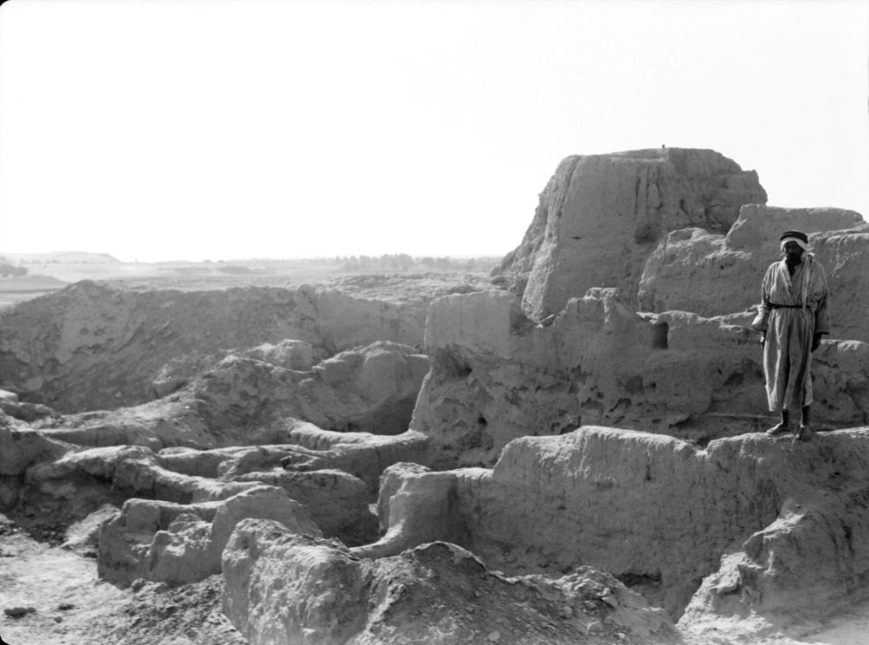 Excavations. Wady Ghazzeh (south of Gaza). Wady Ghazzeh mounds. Excavated area showing height of debris above ancient town LOC matpc.15678