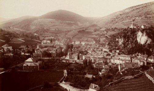 Excursion dans la région des Causses (1892).f52.cropped.Gorges de la Jonte, Meyrueix sur la Jonte (Lozère)