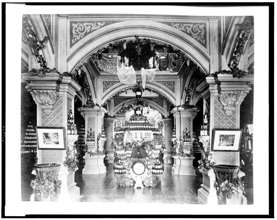 Exhibit of port wine, possibly in the Pavilion of Portugal, Paris Exposition, 1889 LCCN92520786