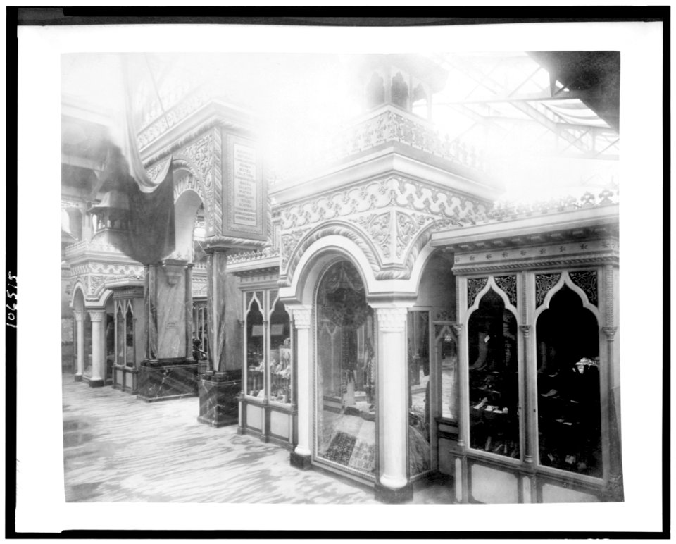 Exhibit of textiles and other objects of art at the Romanian exhibit, Paris Exposition, 1889 LCCN92520817