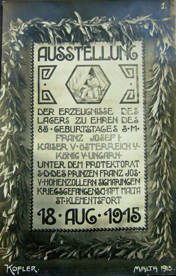 Exhibition for the 85th birthday of Emperor Franz Jozeph, by prisoners of war in Malta, 18 August 1915 (a)