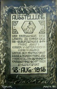 Exhibition for the 85th birthday of Emperor Franz Jozeph, by prisoners of war in Malta, 18 August 1915 (a)