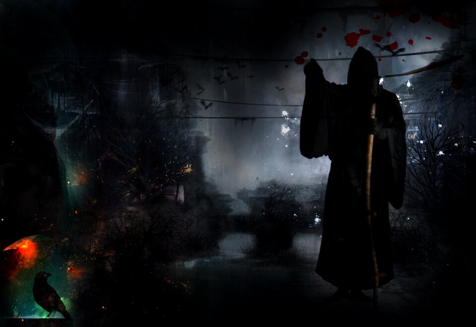 Horror raven halloween