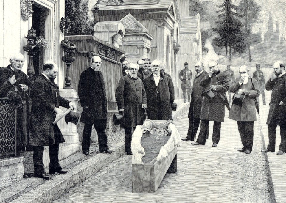 Exhumation des restes de Rossini au Père-Lachaise - la reconnaissance du corps 01